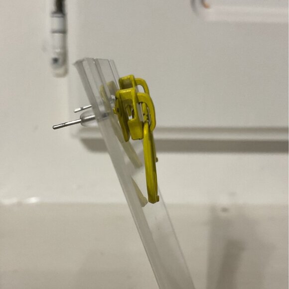 Yellow Zipper Pull Post Back Earrings - Picture 2 of 3